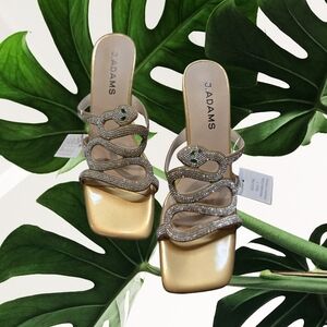 J. Adams Elegant Gold Heels with Silver Accents